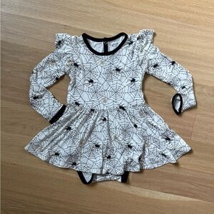 Kyte Spider Web Long Sleeve Twirl Bodysuit Dress